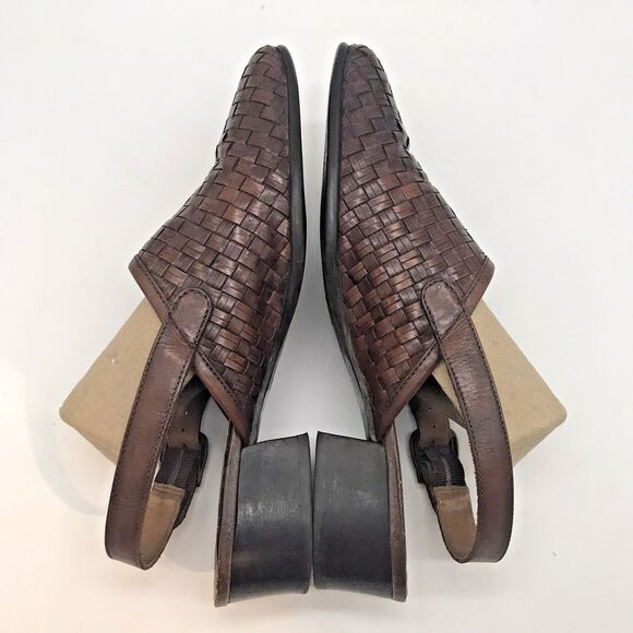 Cabin Creek Andie Sandal Women's 7.5M Brown Woven Leather Slingback Shoes Brazil - Picture 7 of 9